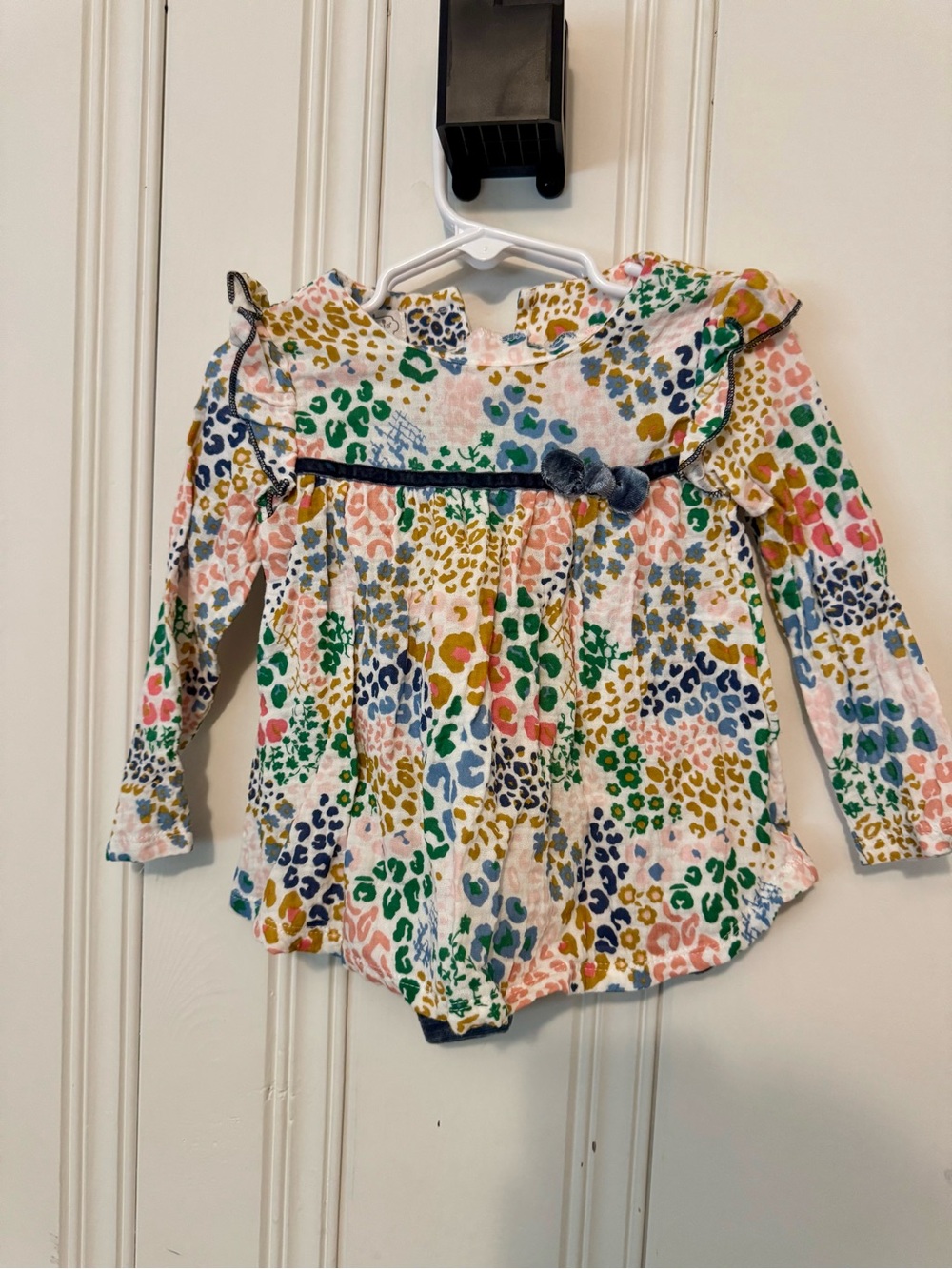 Mud Pie Multicolor Leopard-Print Long Sleeve Top with Blue Velvet pants (2pc)